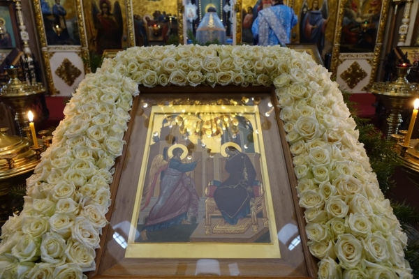Божественная литургия на Благовещение Пресвятой Богородицы в Преображенском соборе нашего монастыря